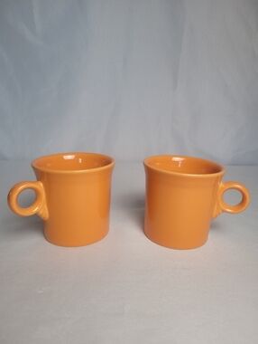 Fiestaware Lot Of 2 Tangerine Orange Coffee Mugs Homer Laughlin